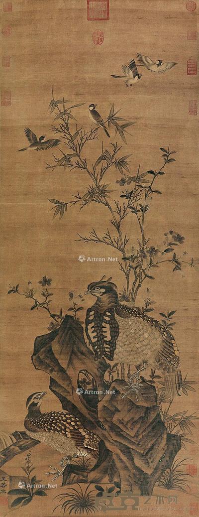 花鸟 立轴 绢本 135×53cm