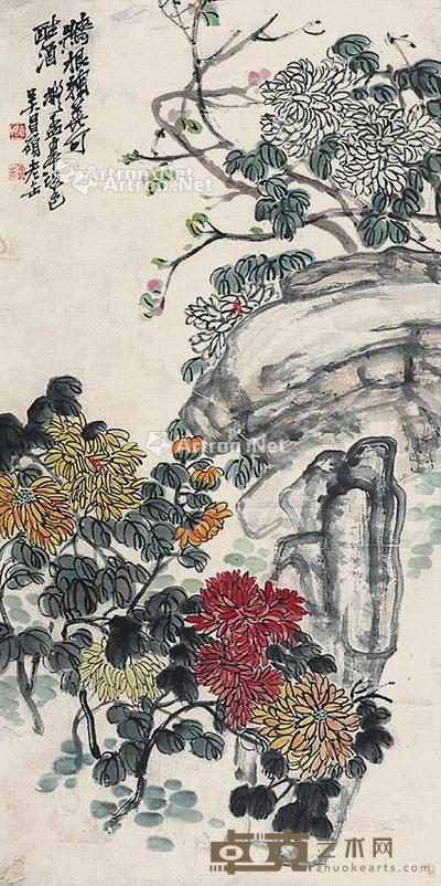  花卉 镜片 纸本 115×56cm