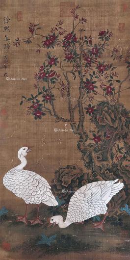  花鸟 立轴 绢本