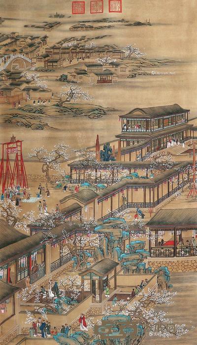 山水人物 立轴 纸本 212×122cm