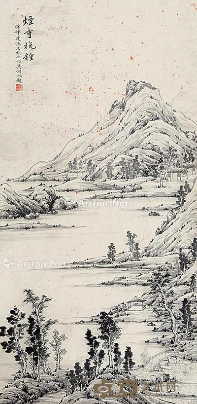  山水 立轴 绢本 87×43cm
