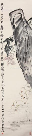  芙蓉小鸭 纸本立轴