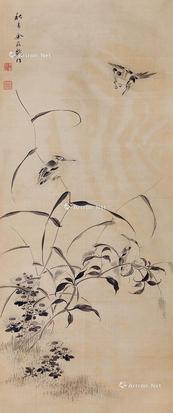  花鸟 绢本立轴