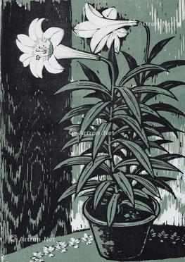  百合花 镜芯 设色纸本