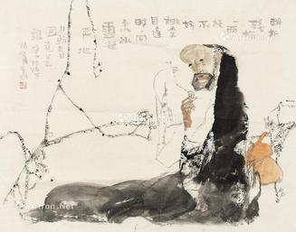  陆游诗意图 镜片 设色纸本