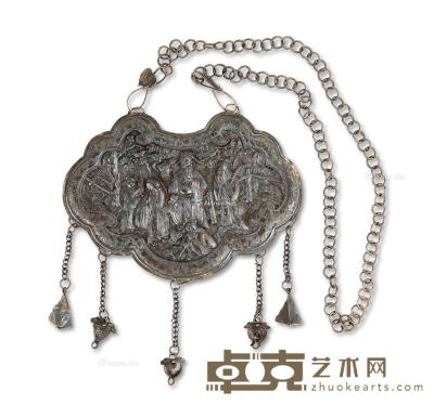 * 早期“福禄寿三星”大型银质挂锁片 （一件） 重190.4g