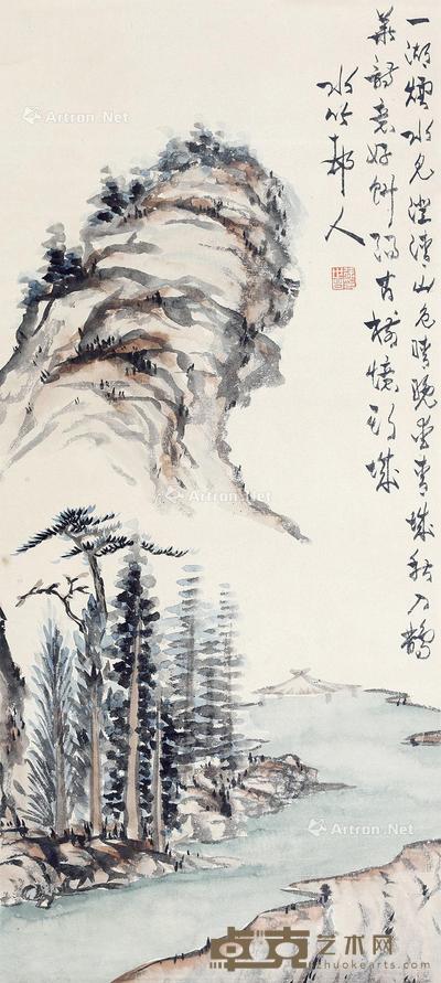  山水 立轴 设色纸本 77×34cm