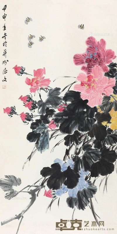 花鸟 立轴 设色纸本 135×68cm