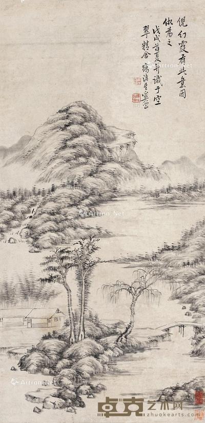 山水 立轴 水墨纸本 72×35cm