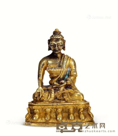  清乾隆 铜鎏金释迦牟尼佛像 高3.8cm