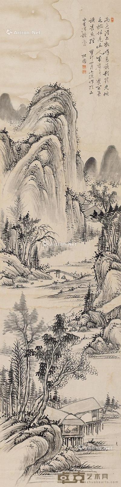  山水 立轴 水墨纸本 136×36cm