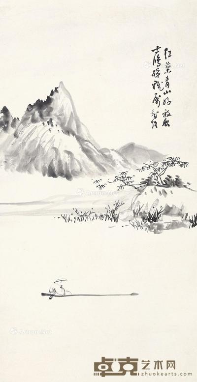 红叶青山好放船 立轴 水墨纸本 66×34cm