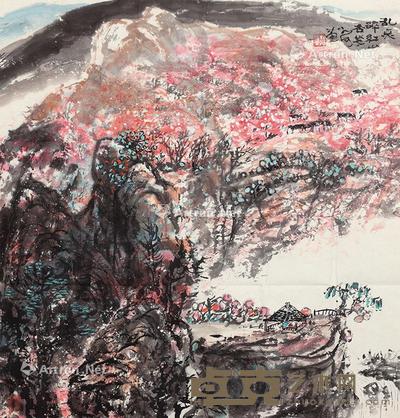山水 镜芯 设色纸本 81×78cm