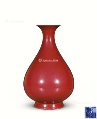  清乾隆 霁红釉玉壶春瓶
