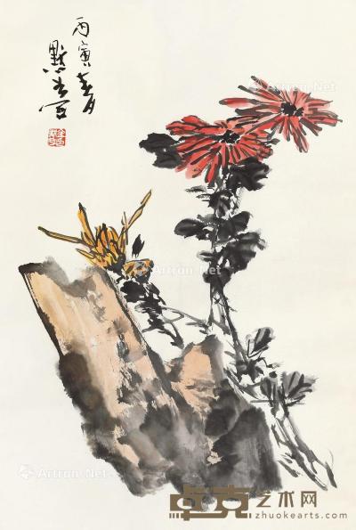  花卉 立轴 设色纸本 68×46cm