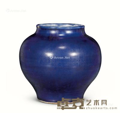  清 蓝釉罐 高19cm