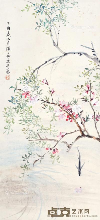  花卉 立轴 设色纸本 92×41cm