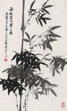  墨竹 镜芯 水墨纸本
