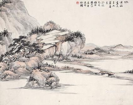  山水 镜片 设色纸本