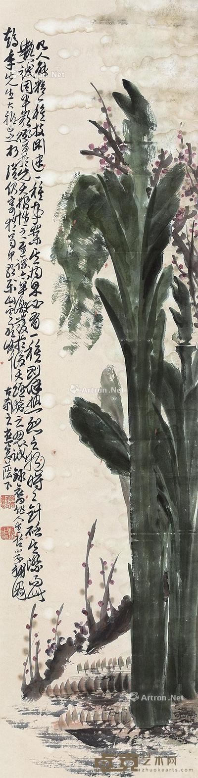 芭蕉 立轴 设色纸本 130×32.5cm