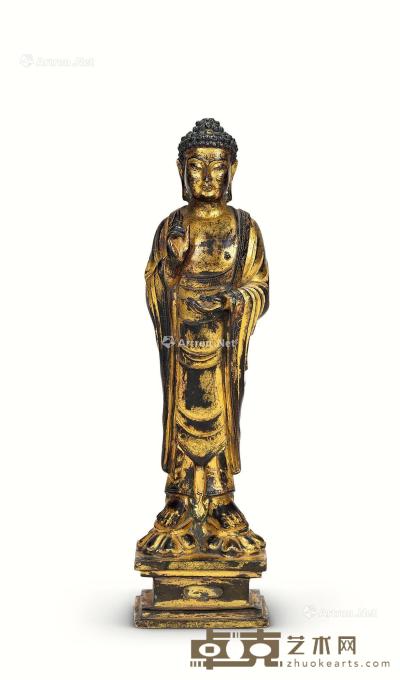  清 铜鎏金释迦牟尼佛像 高29cm