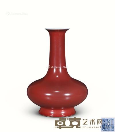  清乾隆 霁红釉荸荠瓶 高25cm