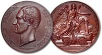 * 比利时1859年“比利时国家铁路系统法颁布25周年”纪念大铜章一枚