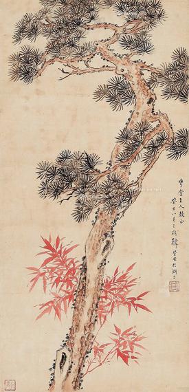  癸丑（1973年）作 双清图 立轴 设色纸本
