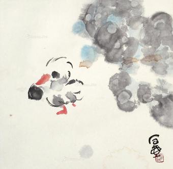 * 鸭子 镜片 设色纸本