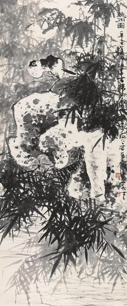  辛酉（1981年）作 听雨图 镜心 水墨纸本