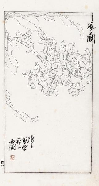  白描风兰 镜框 水墨纸本