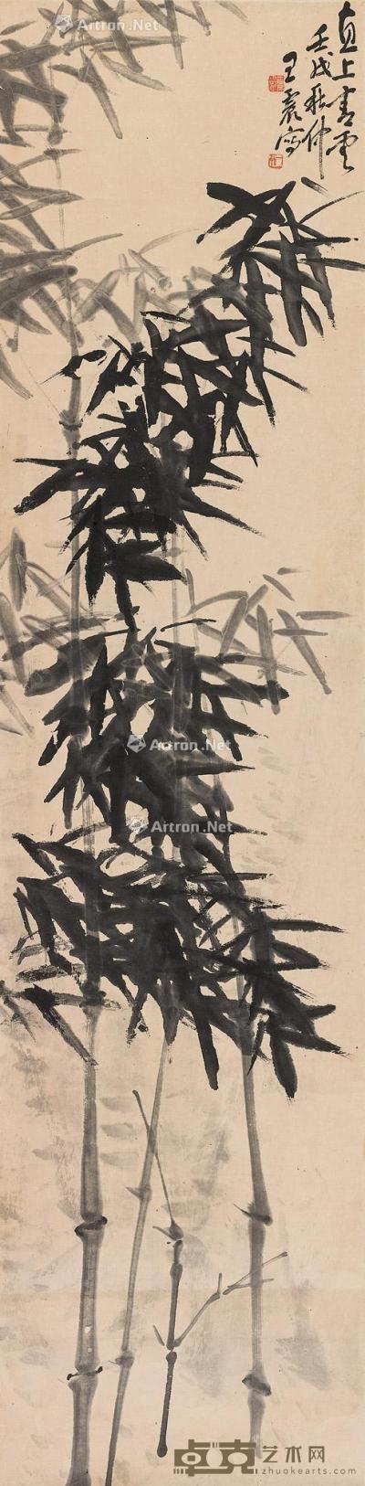  壬戌（1922年）作 墨竹图 立轴 水墨纸本 137.5×33.5cm