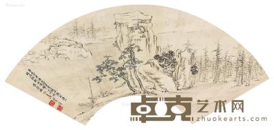 1912年作 山水 镜心 扇面 水墨纸本 18×52.5cm