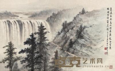  壬子（1972）年作 古寺晨钟 立轴 设色纸本 55×90cm