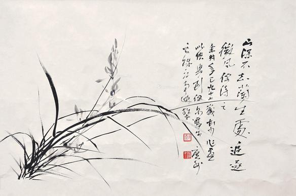  兰花 镜片 设色纸本