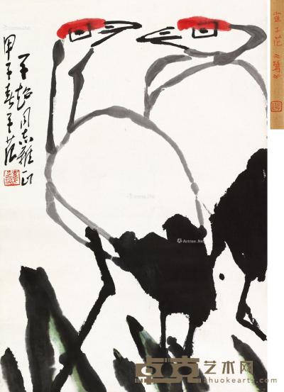  甲子（1984）年作 仙鹤 立轴 设色纸本 68×45.5cm