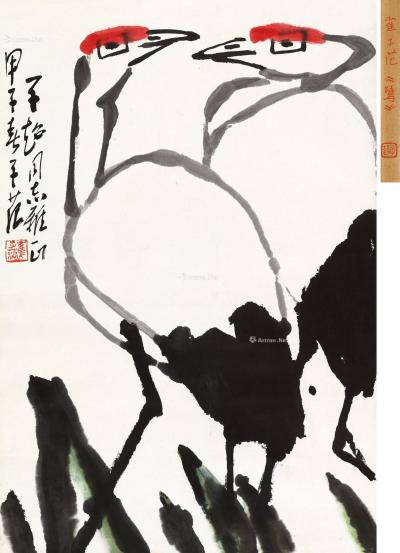  甲子（1984）年作 仙鹤 立轴 设色纸本