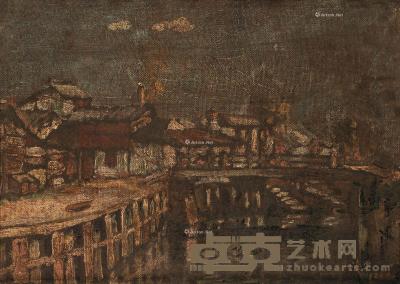 * 1926年作 苏州河畔 布面油画 19×26cm