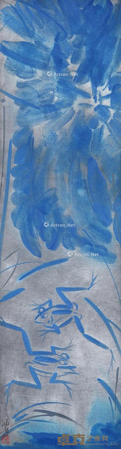  荷塘清趣 立轴 设色纸本 178×48cm