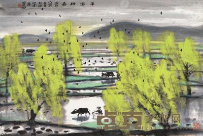  戊寅（1998）年作 平田耕春 镜片 设色纸本 46×68cm