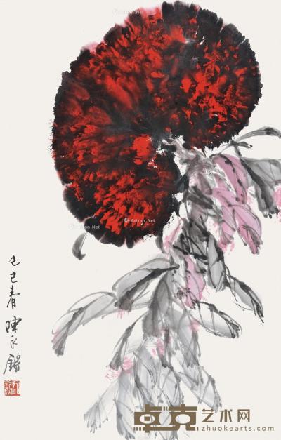  1989年作 花卉 立轴 设色纸本 68×44cm