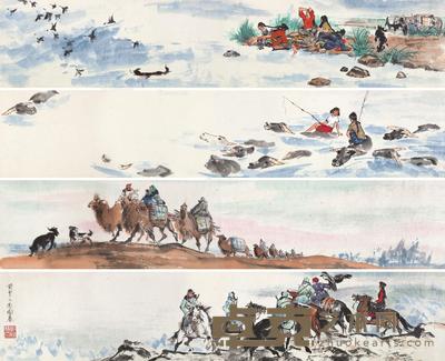 * 四季人物卷 手卷 设色纸本 19×95cm×4