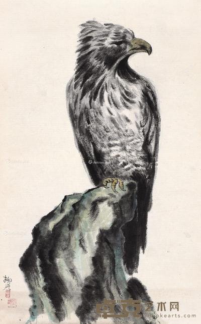 雄鹰 纸本设色 100×65cm