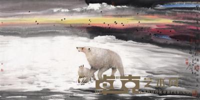  2011年作 雪野漫步图 软片 设色纸本 68×137cm