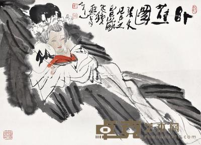 1989年作 卧蕉图 立轴 设色纸本 57×80cm