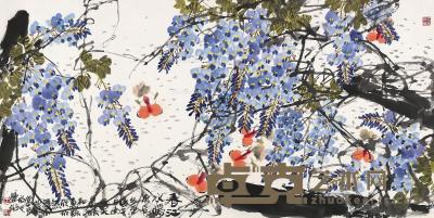 庚辰（2000）年作 春江水暖 镜片 设色纸本 69.5×137cm