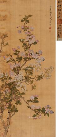  乙巳（1845）年作 仿宋人花卉 立轴 设色绢本