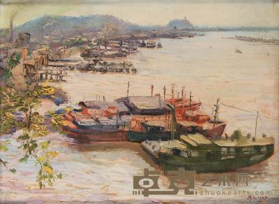 * 1950年作 春到渔港 纸本油画 29×39cm