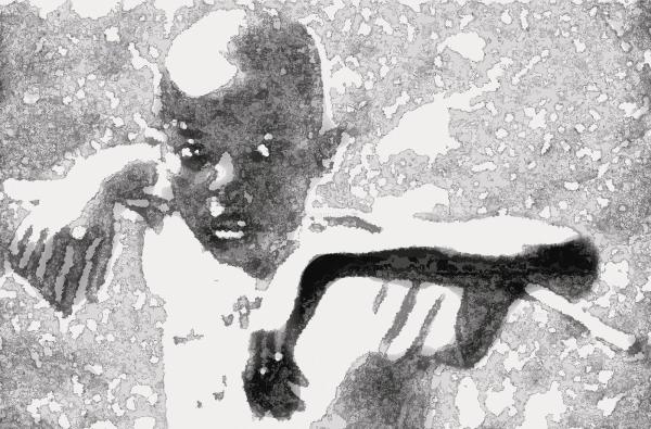  非洲速写之五·男孩 镜片 设色纸本