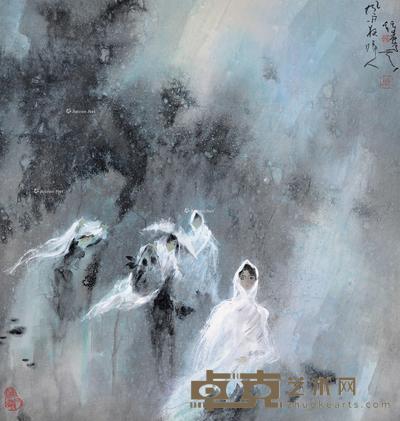 风雨夜归人 镜片 设色纸本 66×63cm
